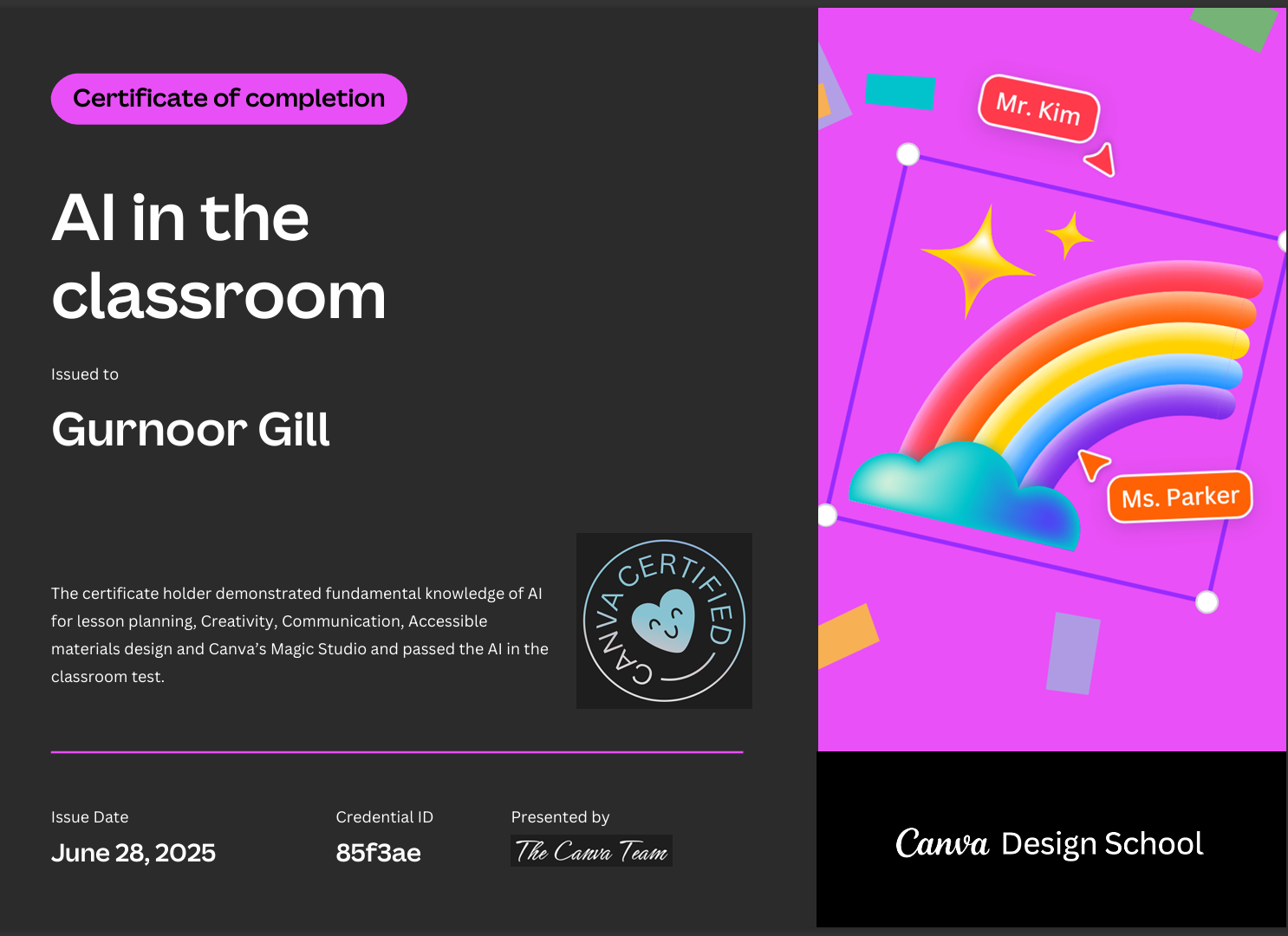 Gurnoor Gill (Digital Marketer) added her certificate